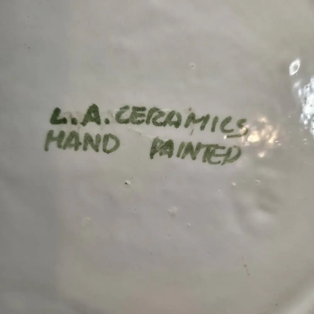 LA Ceramics Hand Painted Dish White Goose & Golden Egg Storybook Farmhouse 7.25